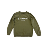 PRELOVED BALMAIN LOGO PRINTED SWEATSHIRT IN GREEN