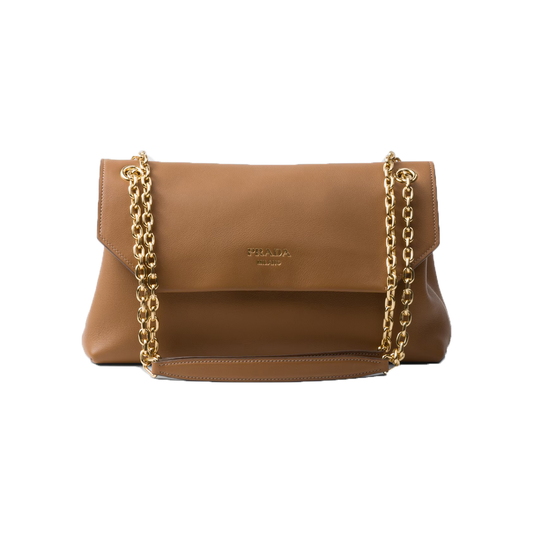 PRADA DOUX MEDIUM LEATHER BAG IN CARAMEL