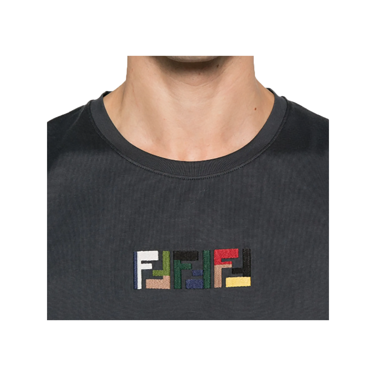 FENDI COTTON TRIPLE FF T-SHIRT IN GRAY