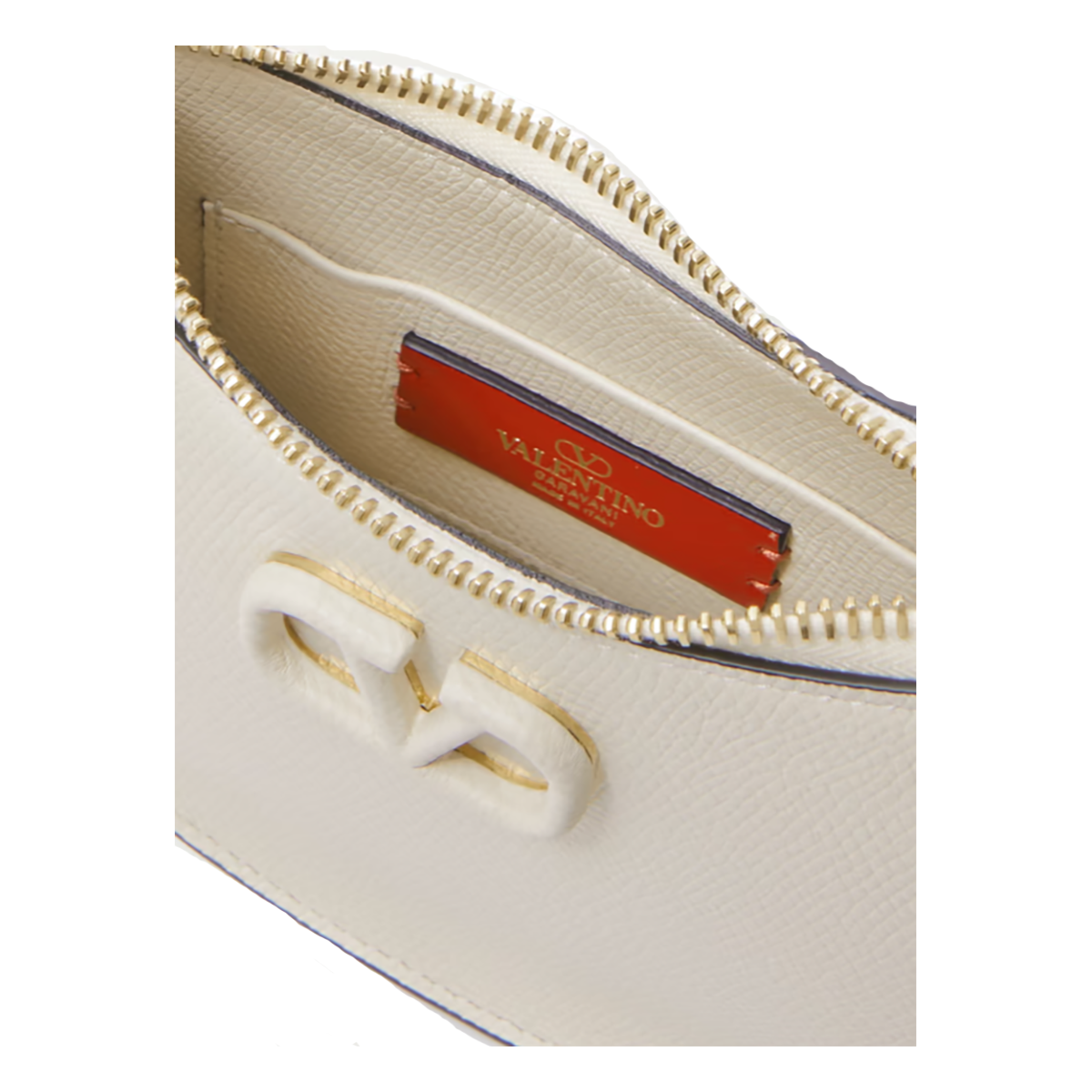 VALENTINO VLOGO MINI TEXTURED-LEATHER SHOULDER BAG IN BEIGE