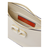 VALENTINO VLOGO MINI TEXTURED-LEATHER SHOULDER BAG IN BEIGE