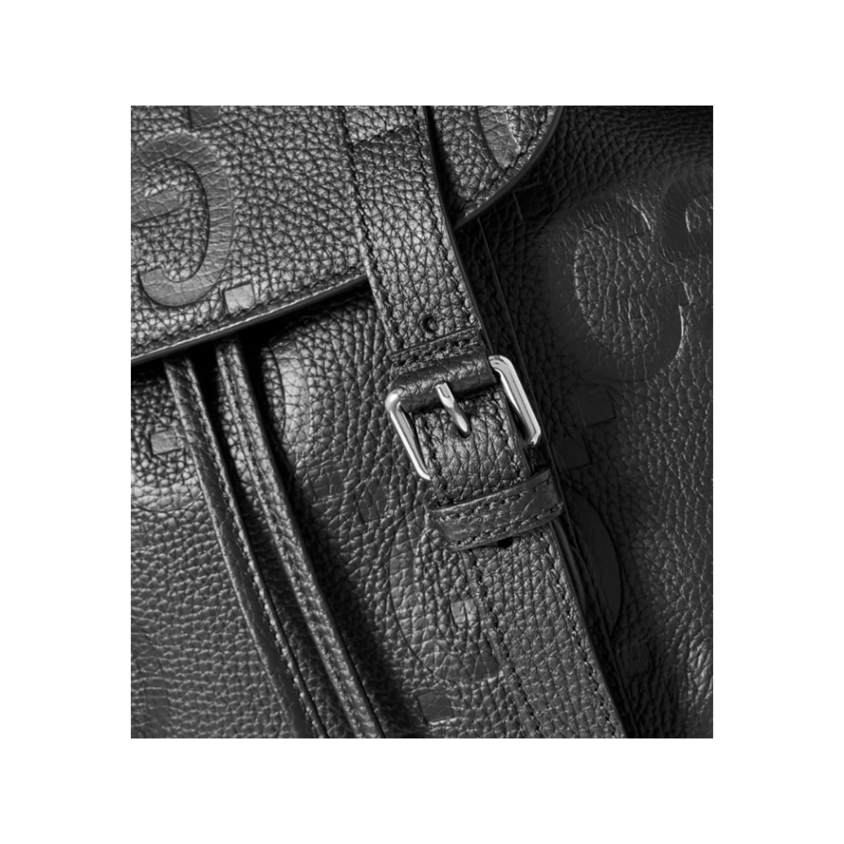 GUCCI JUMBO GG LOGO-EMBOSSED LEATHER BACKPACK IN BLACK