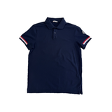 PRELOVED MONCLER TRI COLOUR SLEEVE POLO IN NAVY