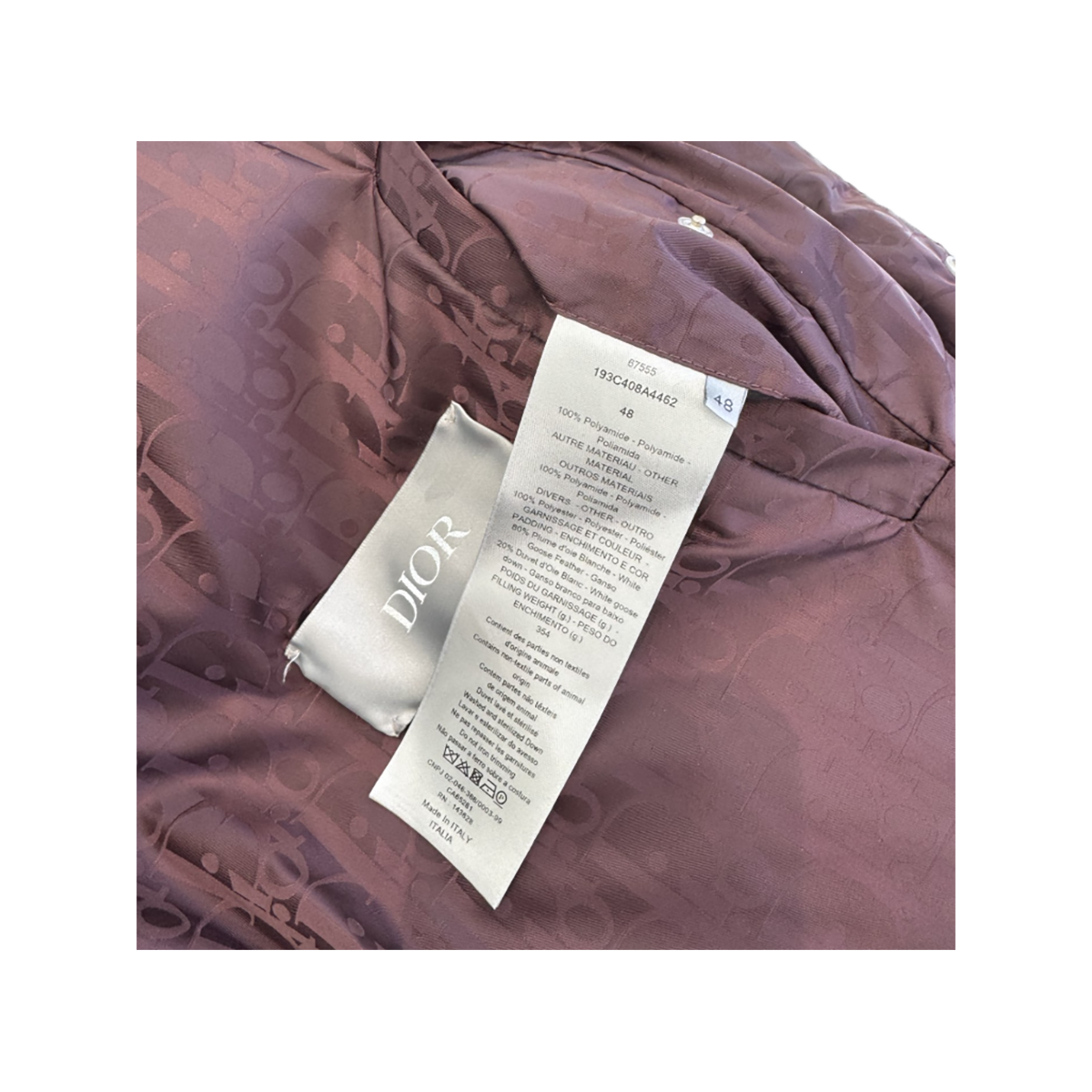 PRELOVED DIOR OBLIQUE DOWN JACKET IN BURGUNDY