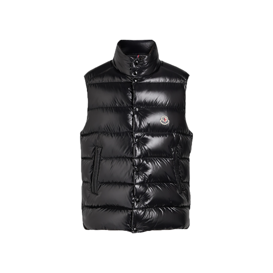 MONCLER TIBB QUILTED GLOSSED-SHELL GILET IN BLACK