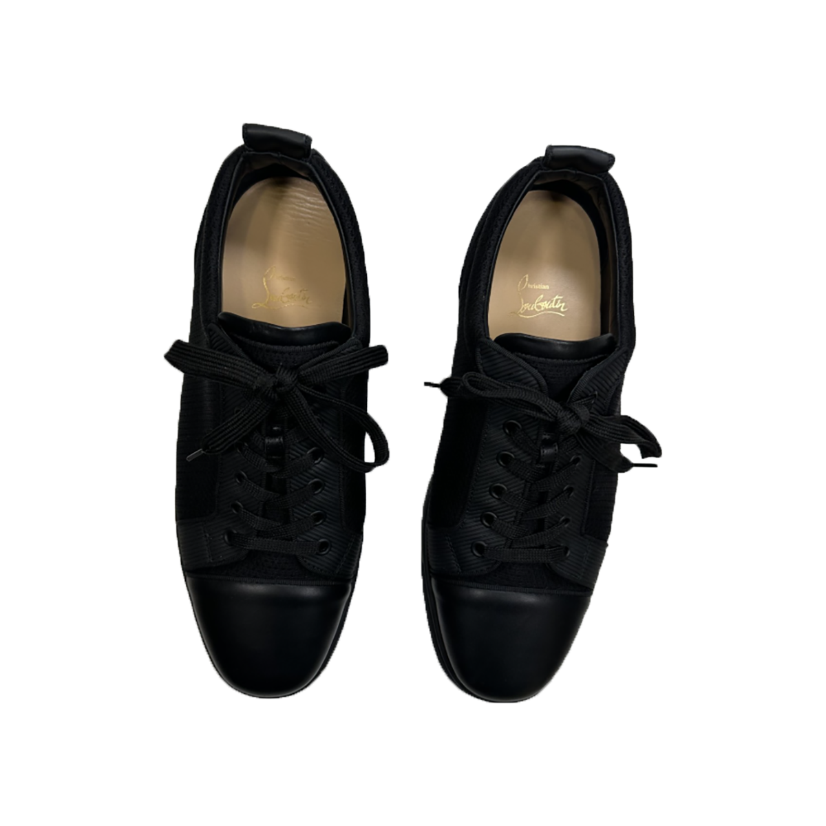 PRELOVED CHRISTIAN LOUBOUTIN 'LOUIS JUNIOR' LEATHER TRAINERS IN BLACK