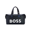BOSS LOGO HOLDALL IN PATTERNED FABRIC IN NAVY