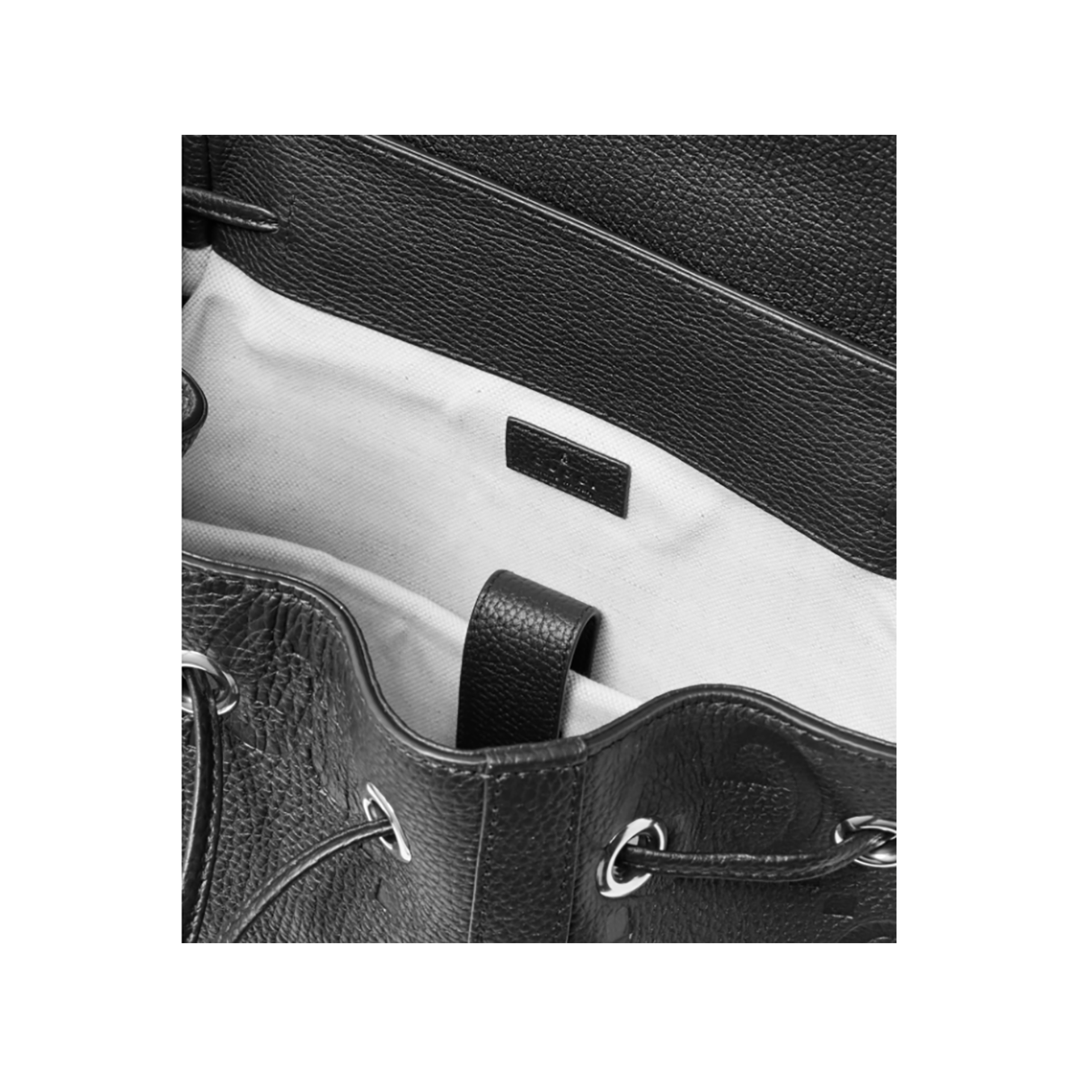 GUCCI JUMBO GG LOGO-EMBOSSED LEATHER BACKPACK IN BLACK
