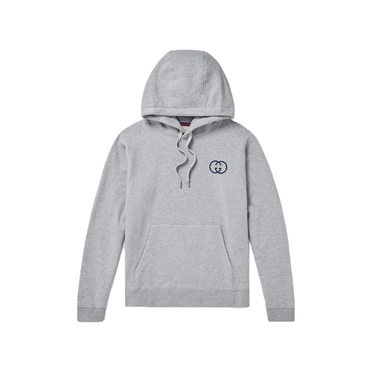 GUCCI LOGO-APPLIQUED STRETCH-COTTON HOODIE IN GRAY