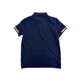 PRELOVED MONCLER TRI COLOUR SLEEVE POLO IN NAVY