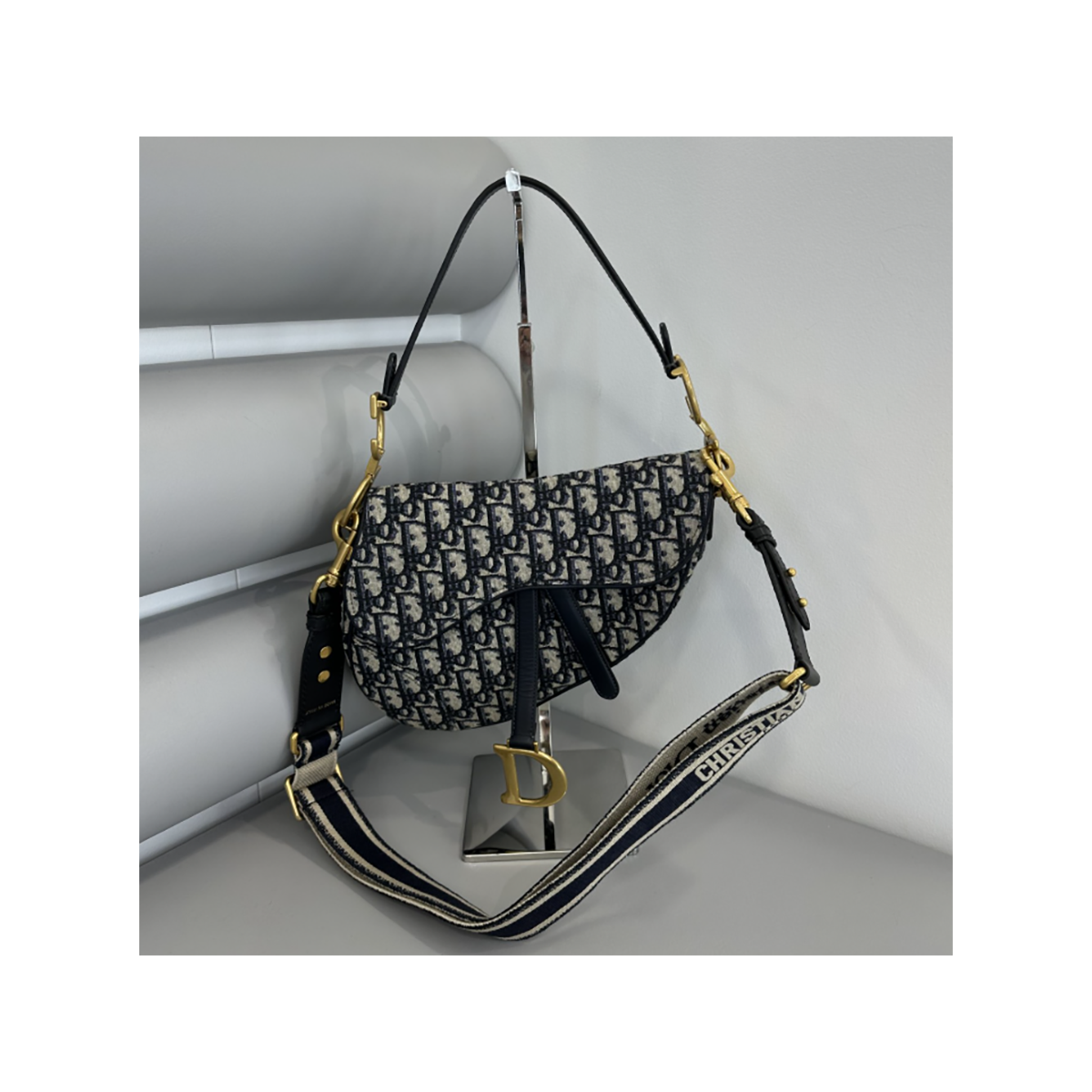 PRELOVED DIOR MONOGRAM SADDLE BAG IN BLACK