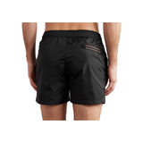 MONCLER STRAIGHT LEG LOGO PATCH SHORTS IN BLACK