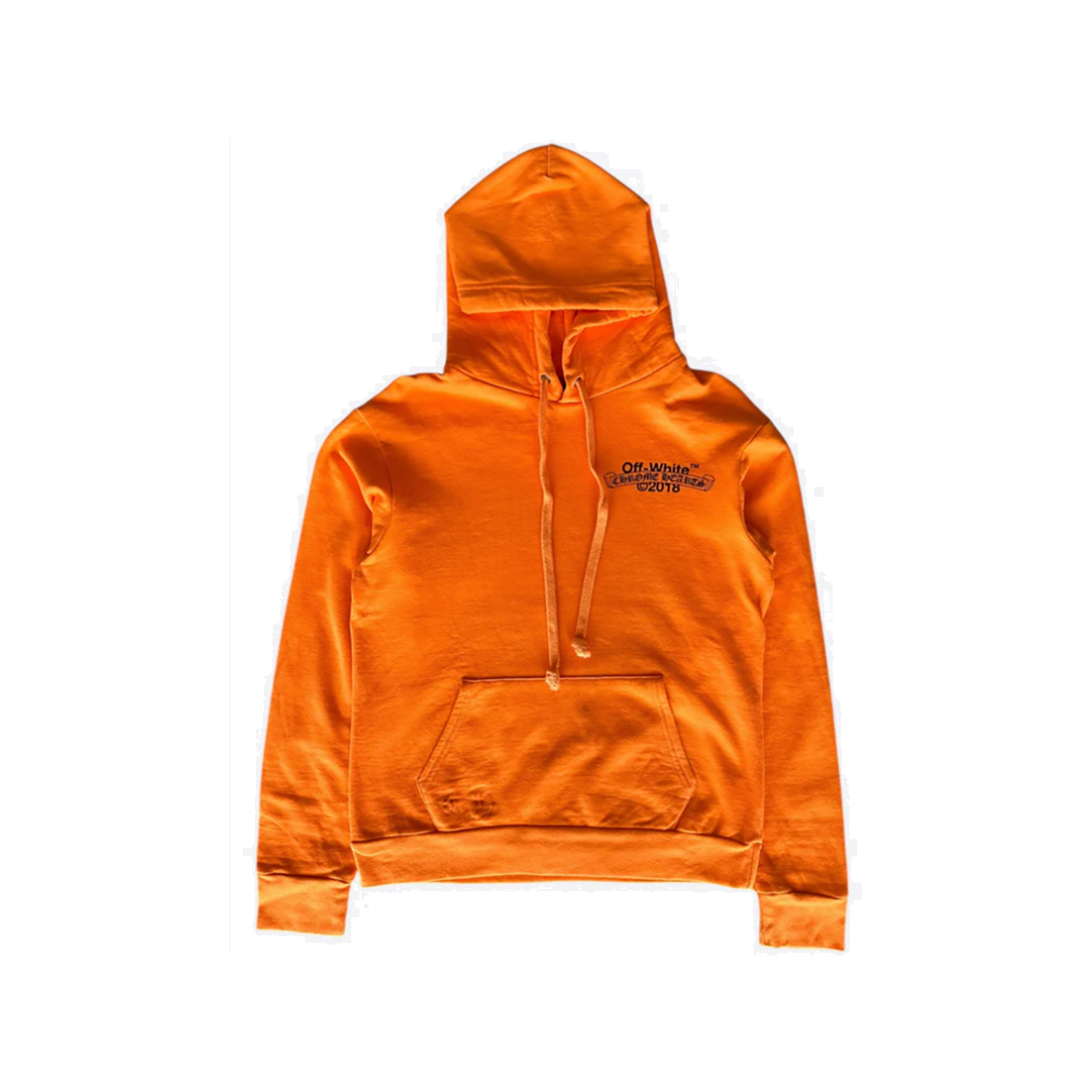 PRELOVED CHROME HEARTS OFF-WHITE SCROLL LOGO HOODIE IN ORANGE