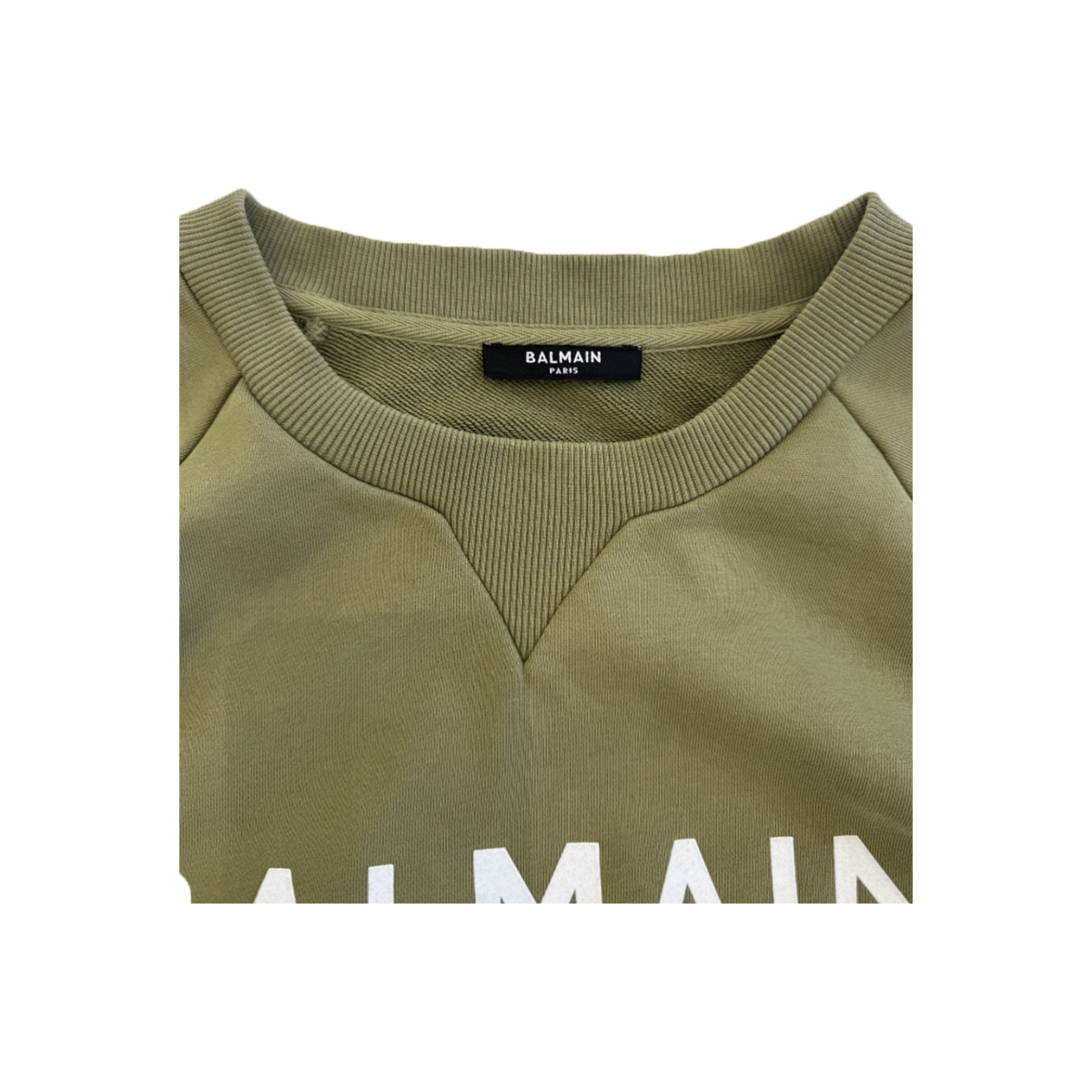 PRELOVED BALMAIN LOGO PRINTED SWEATSHIRT IN GREEN