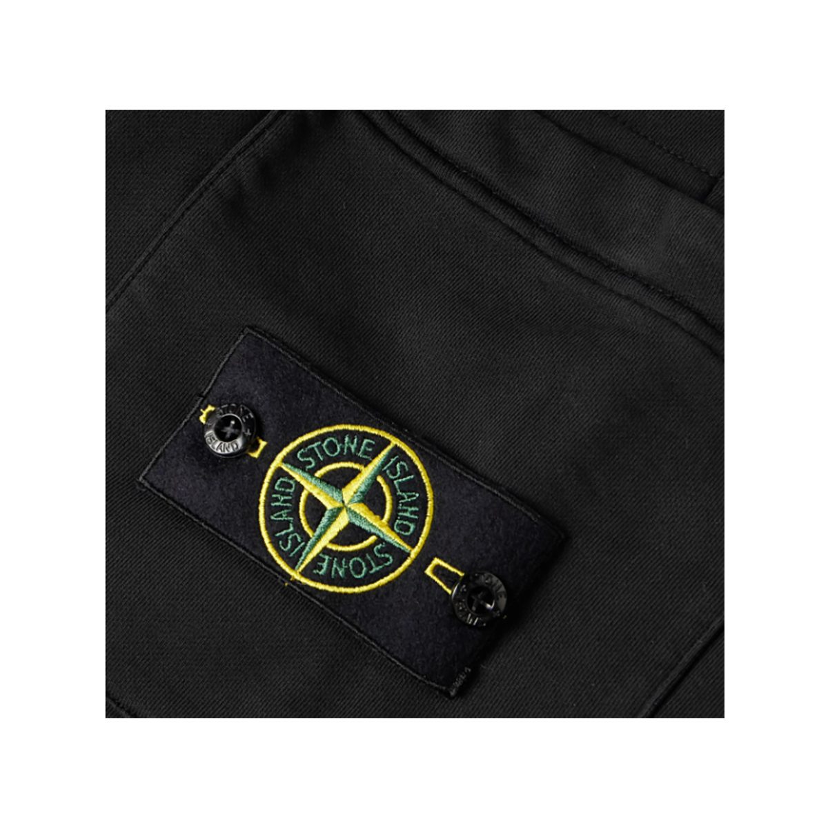 STONE ISLAND STRAIGHT LEG LOGO BADGE CARGO JERSEY SHORTS IN BLACK