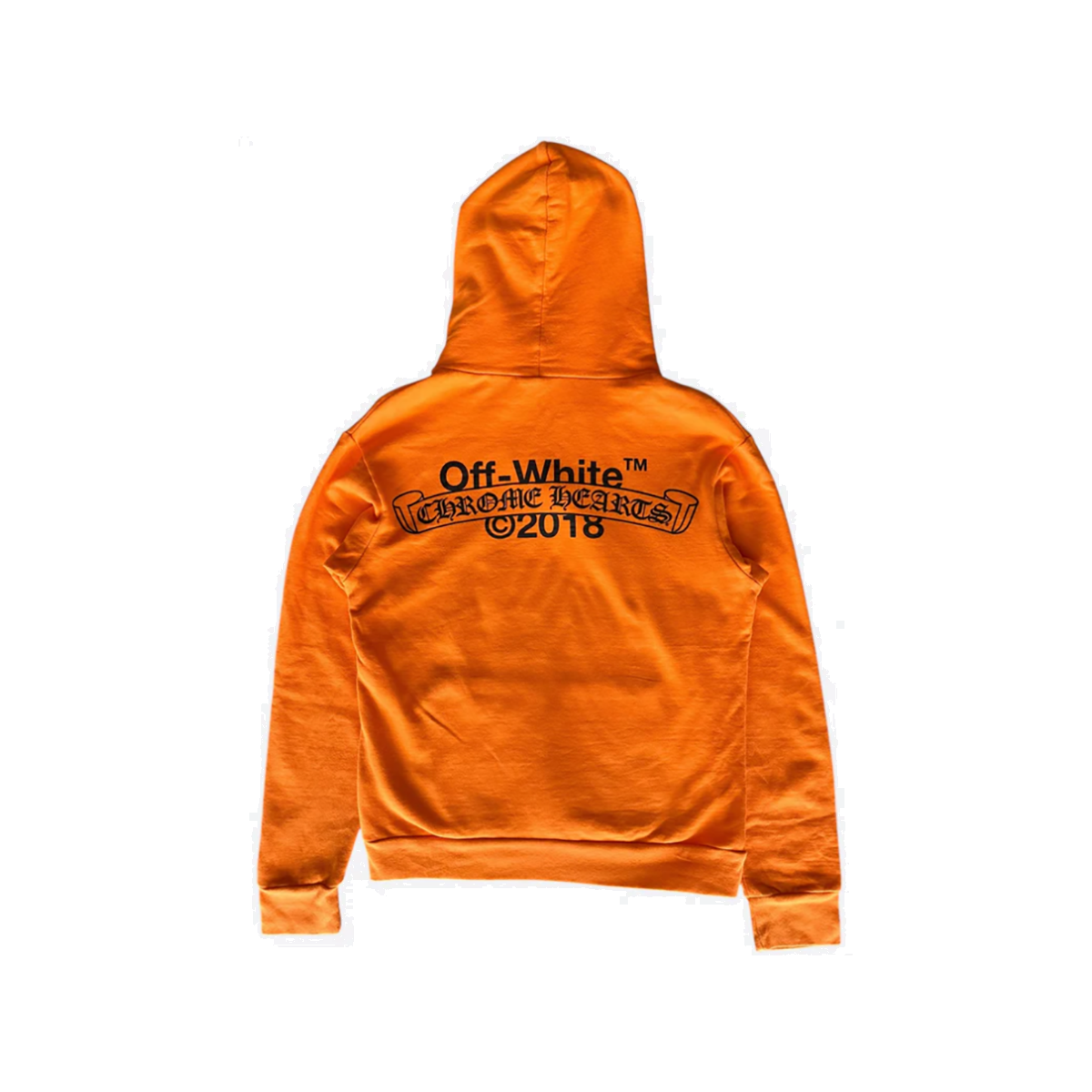 PRELOVED CHROME HEARTS OFF-WHITE SCROLL LOGO HOODIE IN ORANGE