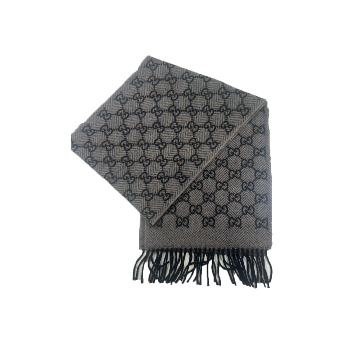 GUCCI GG LOGO MONOGRAM SCARF IN BLACK/ANTHRACITE