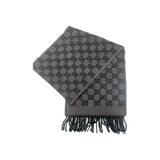GUCCI GG LOGO MONOGRAM SCARF IN BLACK/ANTHRACITE