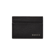 BLACK LOGO EMBELLISHED FULL-GRAIN CARDHOLDER IN BLACK