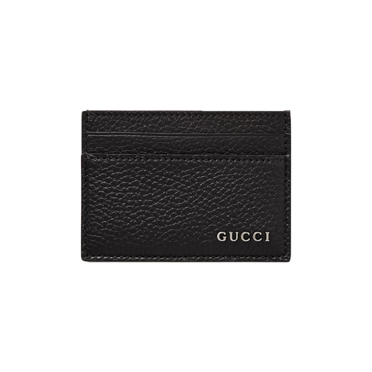 BLACK LOGO EMBELLISHED FULL-GRAIN CARDHOLDER IN BLACK