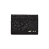 BLACK LOGO EMBELLISHED FULL-GRAIN CARDHOLDER IN BLACK