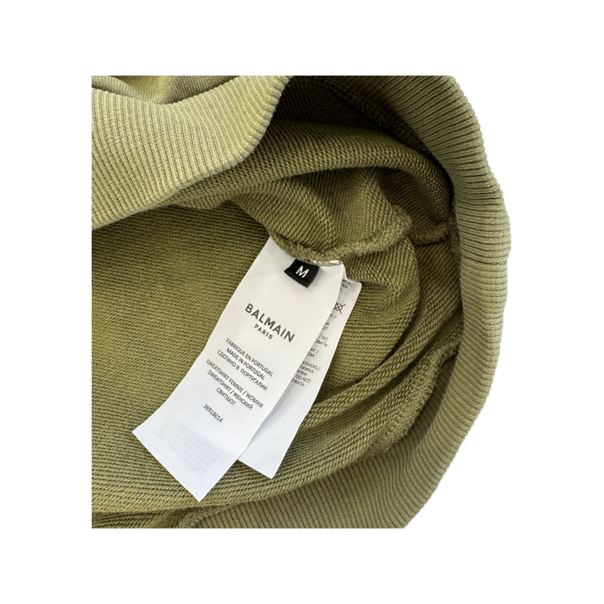 PRELOVED BALMAIN LOGO PRINTED SWEATSHIRT IN GREEN