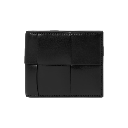 BOTTEGA VENETA CASSETTE LEATHER BILLFOLD WALLET IN BLACK