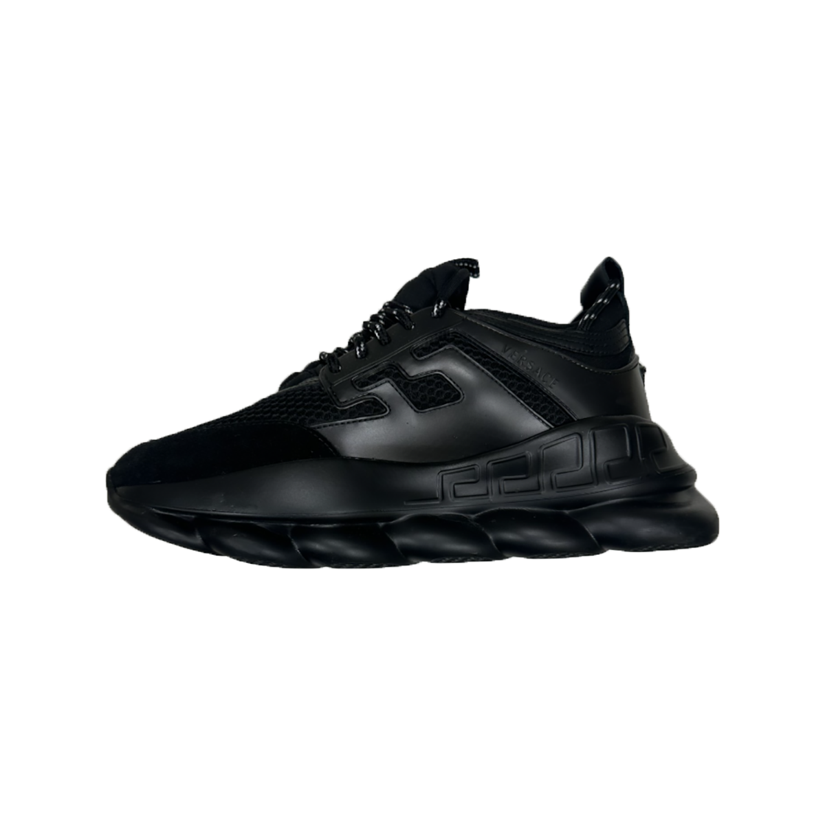 PRELOVED VERSACE CHAIN REACTION TRAINERS IN BLACK
