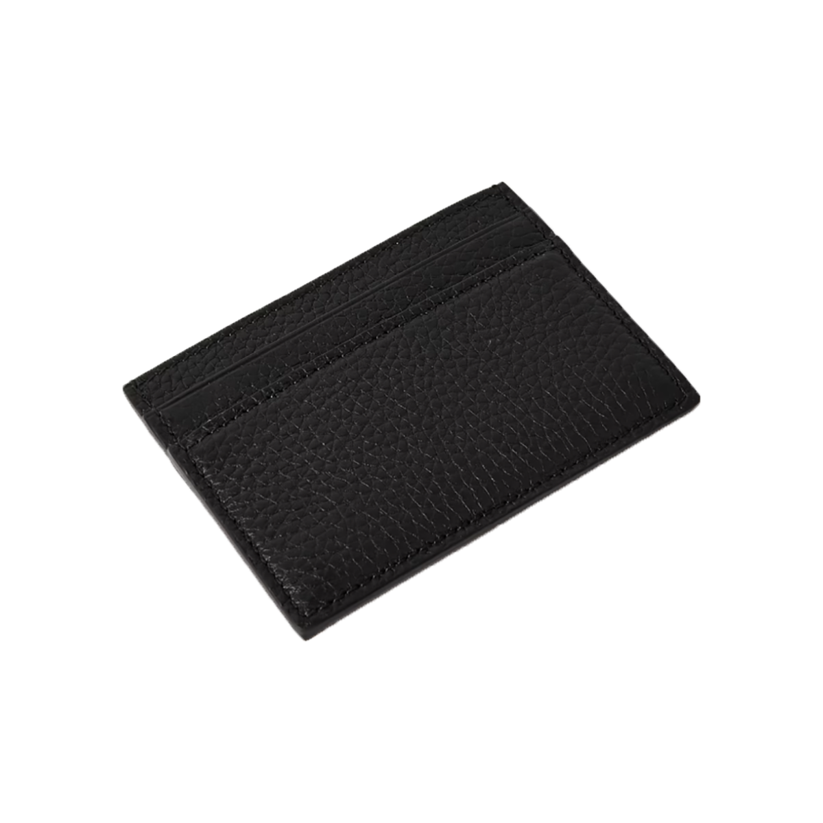 BLACK LOGO EMBELLISHED FULL-GRAIN CARDHOLDER IN BLACK