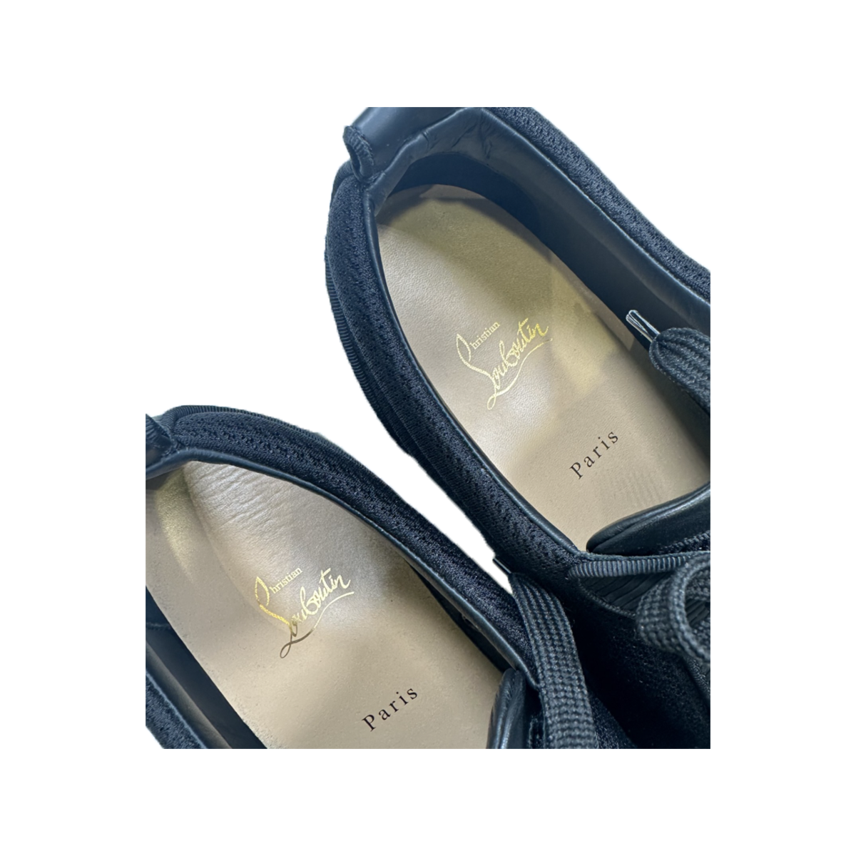 PRELOVED CHRISTIAN LOUBOUTIN 'LOUIS JUNIOR' LEATHER TRAINERS IN BLACK