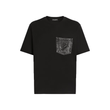 DOLCE & GABBANA COTTON DENIM-PATCH T-SHIRT IN BLACK