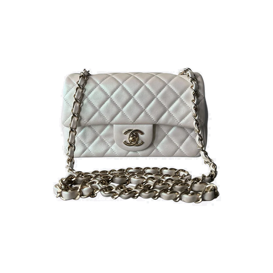 PRELOVED CHANEL IVORY IRIDESCENT MINI CLASSIC FLAP BAG