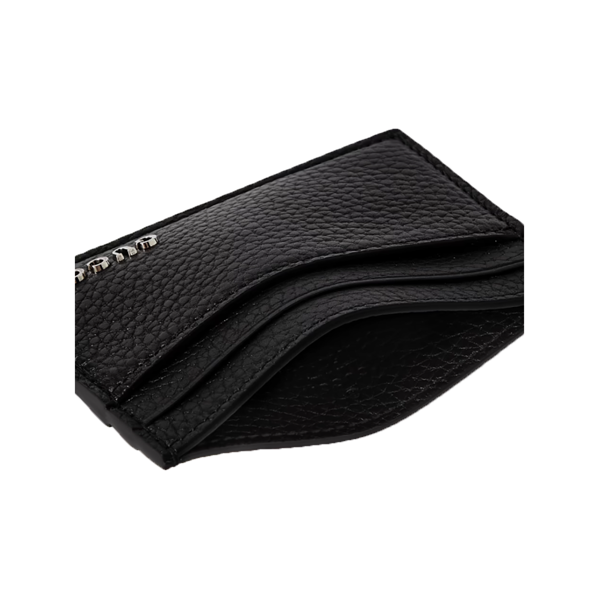 BLACK LOGO EMBELLISHED FULL-GRAIN CARDHOLDER IN BLACK