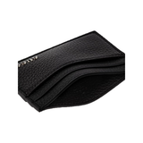 BLACK LOGO EMBELLISHED FULL-GRAIN CARDHOLDER IN BLACK