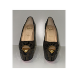 PRLOVED CHRISTIAN LOUBOUTIN PATENT ARABESQUE MOTIF 160 HIGHNESS HEELS