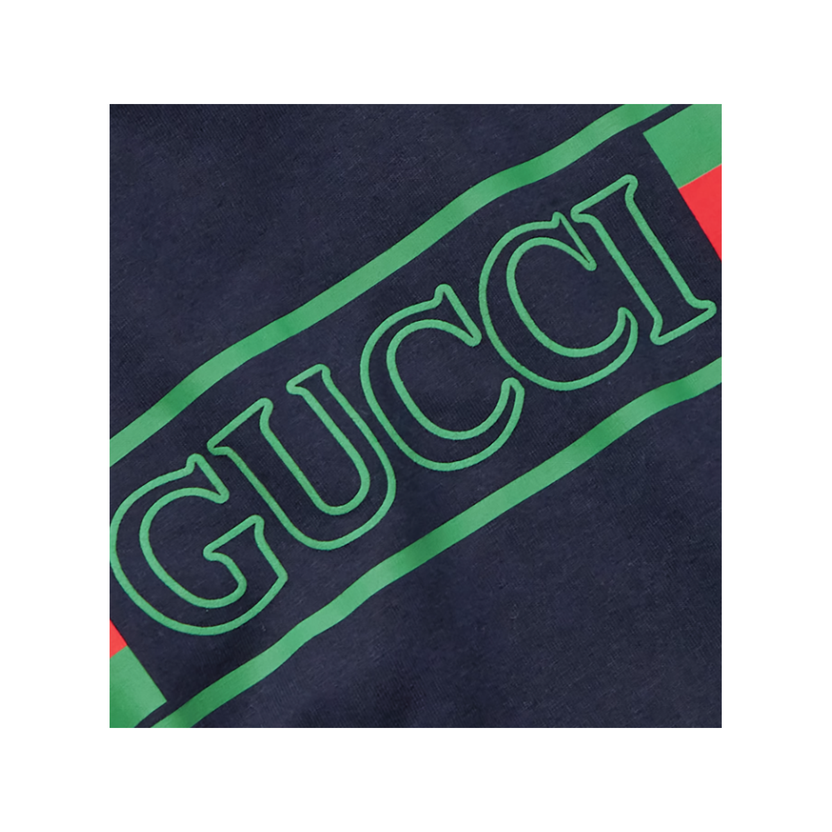 GUCCI LOGO-FLOCKED PRINTED COTTON T-SHIRT IN BLUE