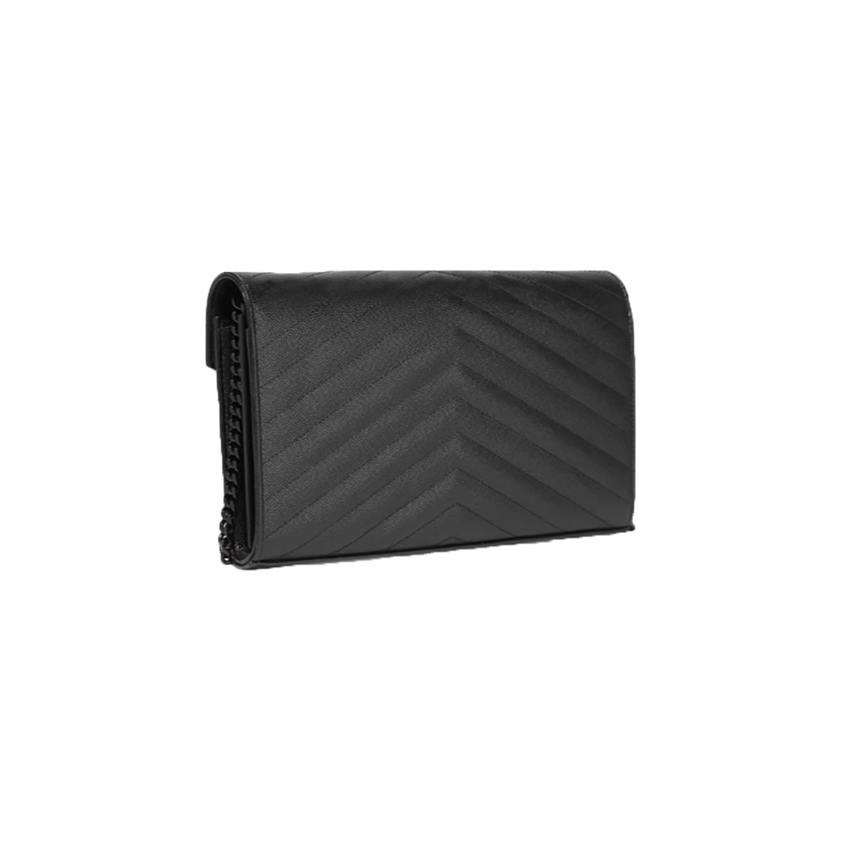 SAINT LAURENT CASSANDRE CHAIN LEATHER WALLET IN BLACK