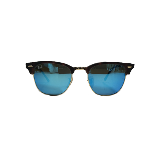 RAYBAN CLUBMASTER FLASH LENSES SUNGLASSES IN MATTE HAVANA