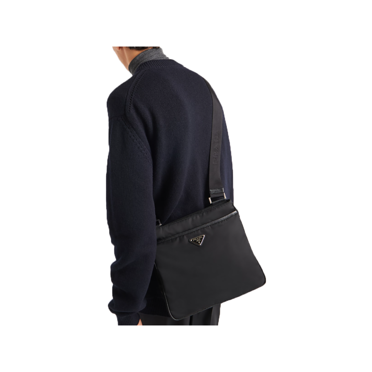 PRADA RE-NYLON AND SAFFIANO SHOULDER BAG IN BLACK