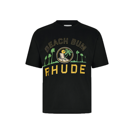 RHUDE PALMERA LOGO PRINT T-SHIRT IN BLACK
