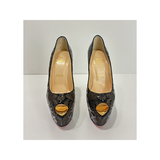 PRLOVED CHRISTIAN LOUBOUTIN PATENT ARABESQUE MOTIF 160 HIGHNESS HEELS