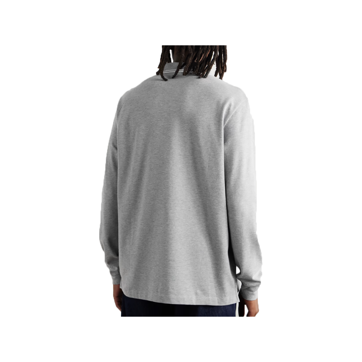 STONE ISLAND LOGO PATCH LONG SLEEVE POLO IN GREY