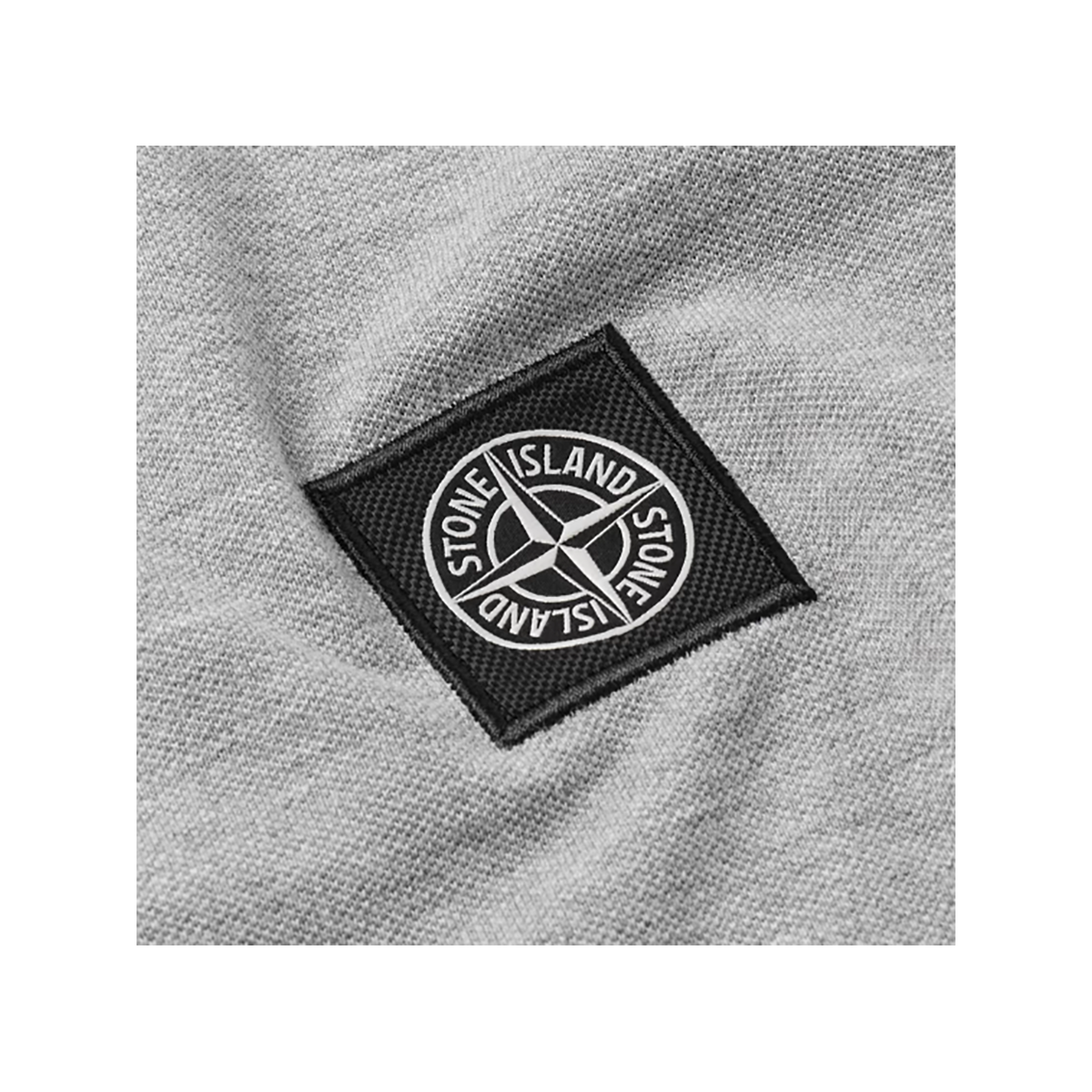 STONE ISLAND LOGO PATCH LONG SLEEVE POLO IN GREY