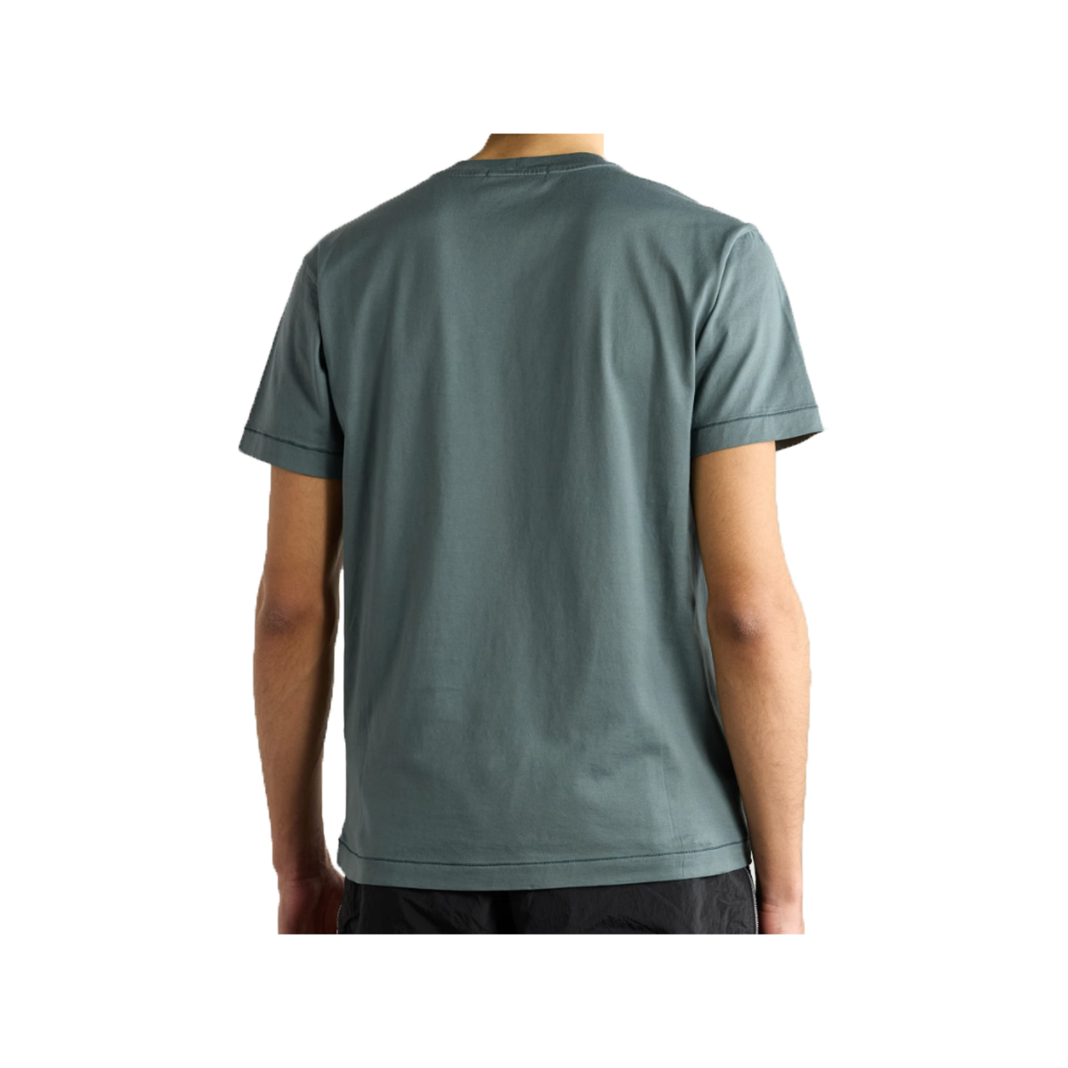 STONE ISLAND LOGO GARMENT T-SHIRT IN GRAY/GREEN