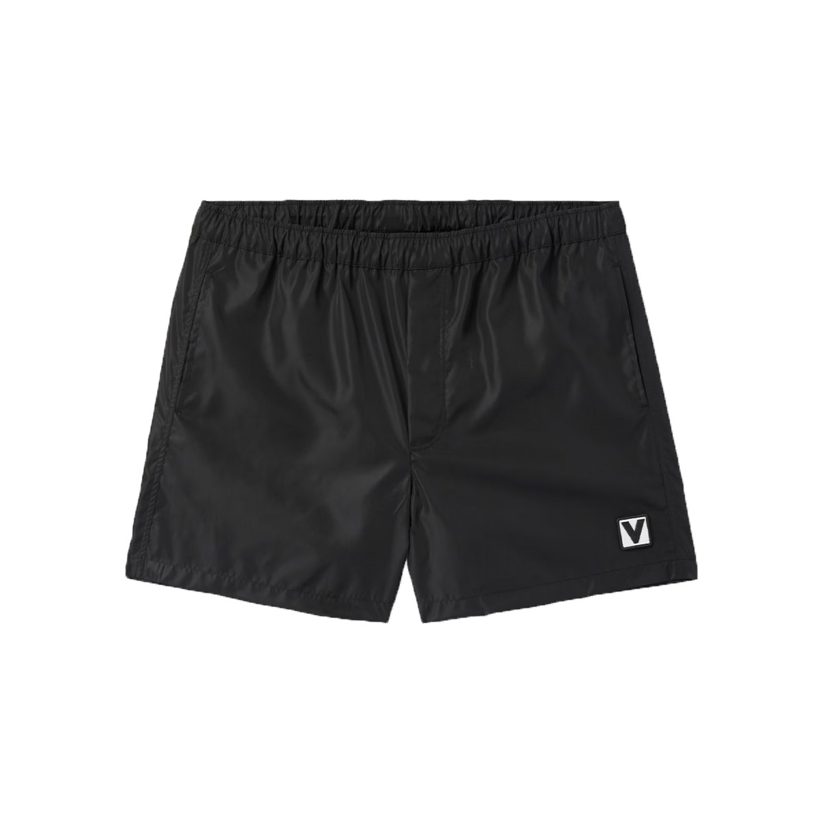 VALENTINO STRAIGHT LEG MID-LENGTH LOGO SHORTS IN BLACK