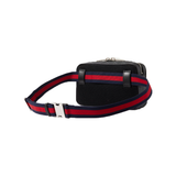 GUCCI LEATHER-TRIMMED GG SUPREME BUM BAG IN BLACK