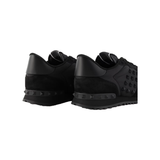 VALENTINO ROCKSTUD LEATHER AND SUEDE TRAINERS IN BLACK