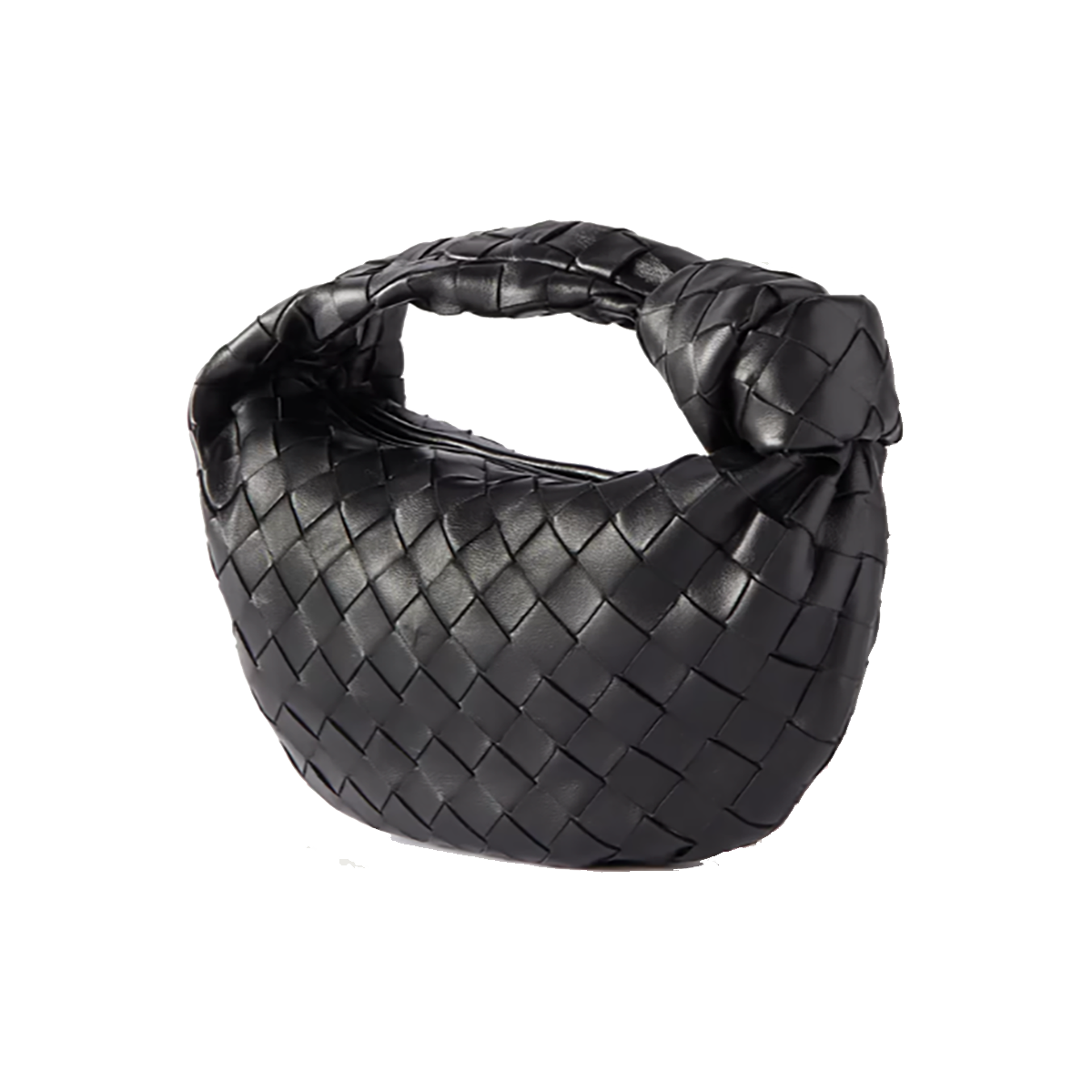 BOTTEGA VENETEA JODIE MINI KNOTTED INTRECCIATO LEATHER TOTE IN BLACK