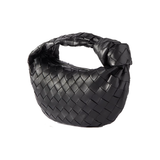 BOTTEGA VENETEA JODIE MINI KNOTTED INTRECCIATO LEATHER TOTE IN BLACK