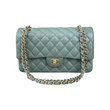 CHANEL QUILTED LEATHER CAVIAR MEDIUM FLAP BAG IN GREEN